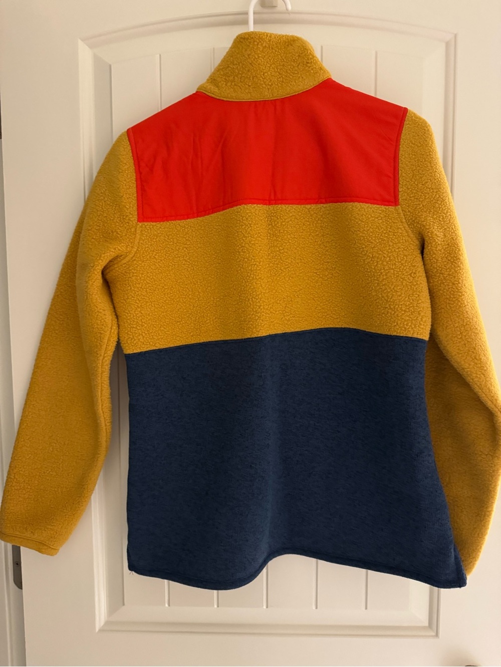 L.L. Bean Women’s Colorblock Fleece Pullover - Mustard, Navy & Poppy size small - Picture 4 of 5